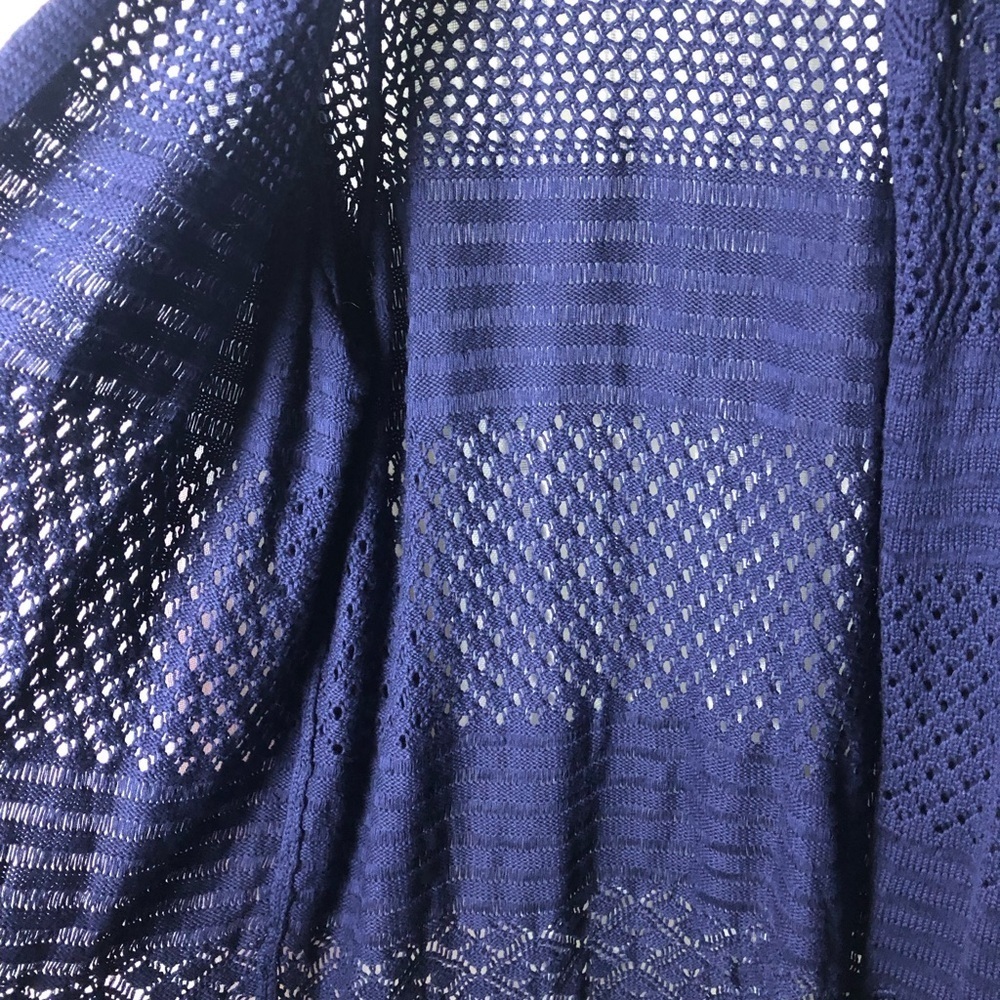 Navy Open-Knit Crochet Women's Sweater size 14 NWOT - Picture 7 of 11